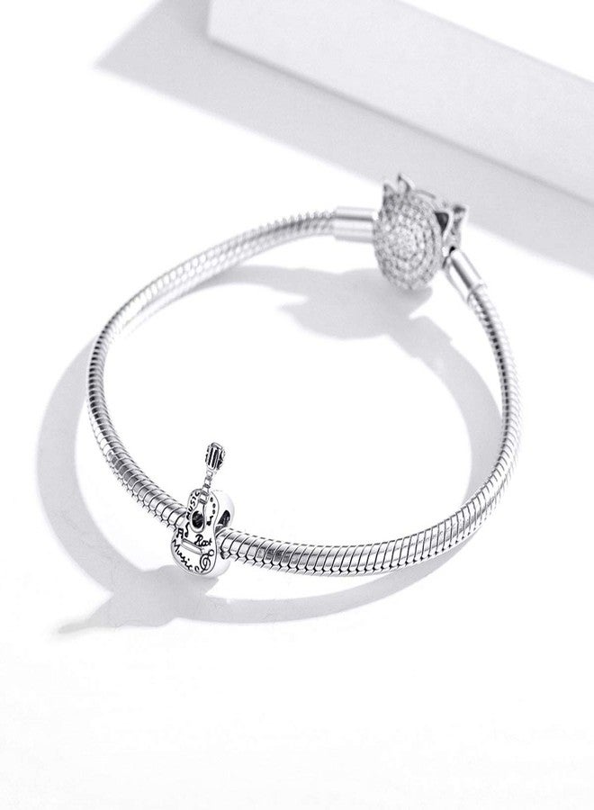 LAMOONY Guitar Charm 925 Sterling Silver Piano Bead Violin Pendant Birthday Anniversary Christmas Charm Gift for Pandora Charm Bracelet (Guitar A) - Image 4